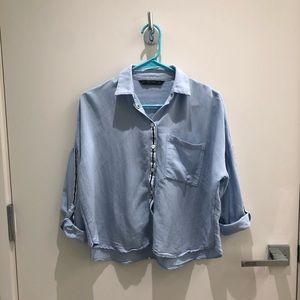 Zara button up stripe detail